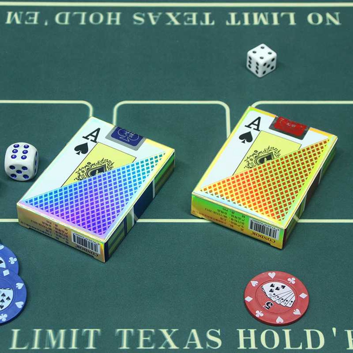 Condor Pokerkaarten Texas Hold' em Jumbo Index 100% kunststof | Blauw / Rood 
