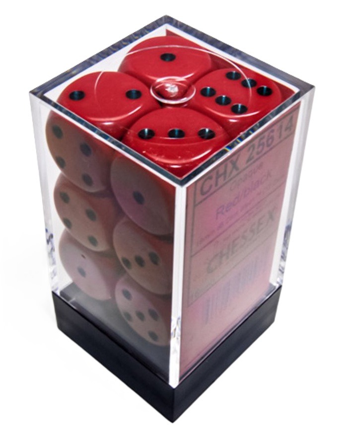 Dobbelsteen 16mm | Opaque Red/black ( Per Stuk )