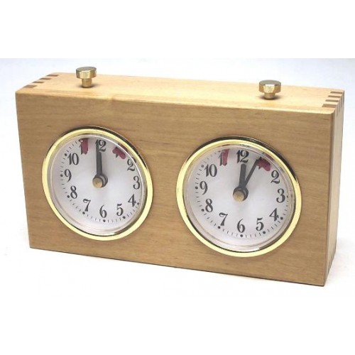 Schaakklok Hout Blank