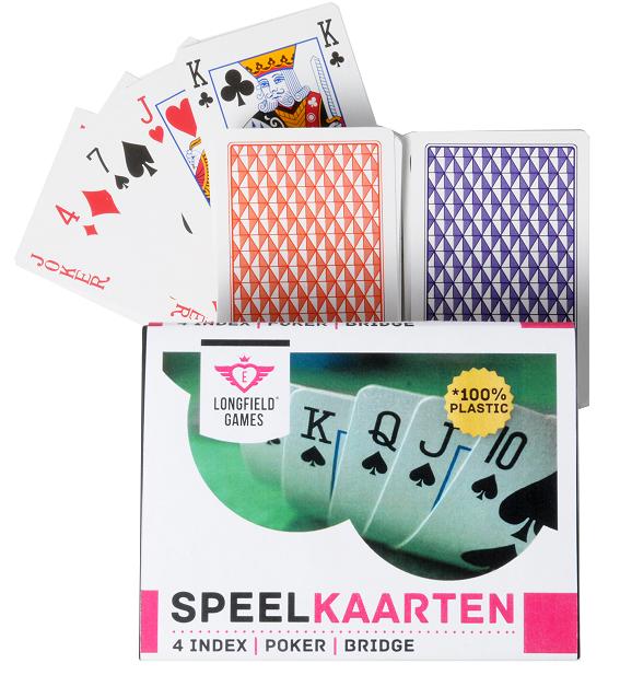 Longfield Speelkaarten 100% Plastic Poker Twee Stuks In Doos
