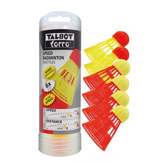 Talbot Torro Speed Badminton Shuttle 6 Stuks in Koker