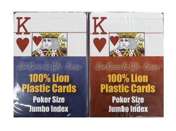 Lion Speelkaarten Poker 100% plastic 2-Pack  Jumbo Index Rood/Blauw