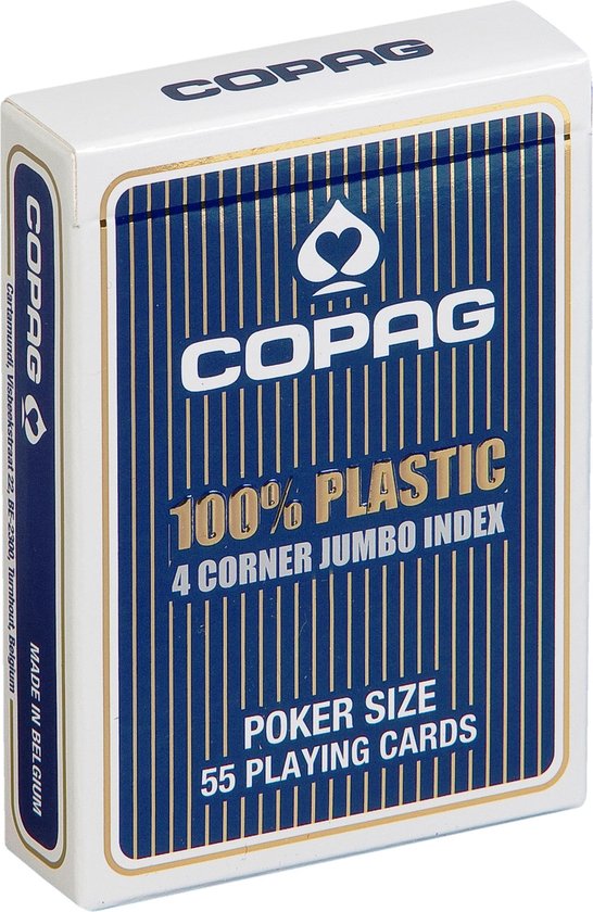 Copag Pokerkaarten 100% Plastic - Jumbo 4 Index - Blauw