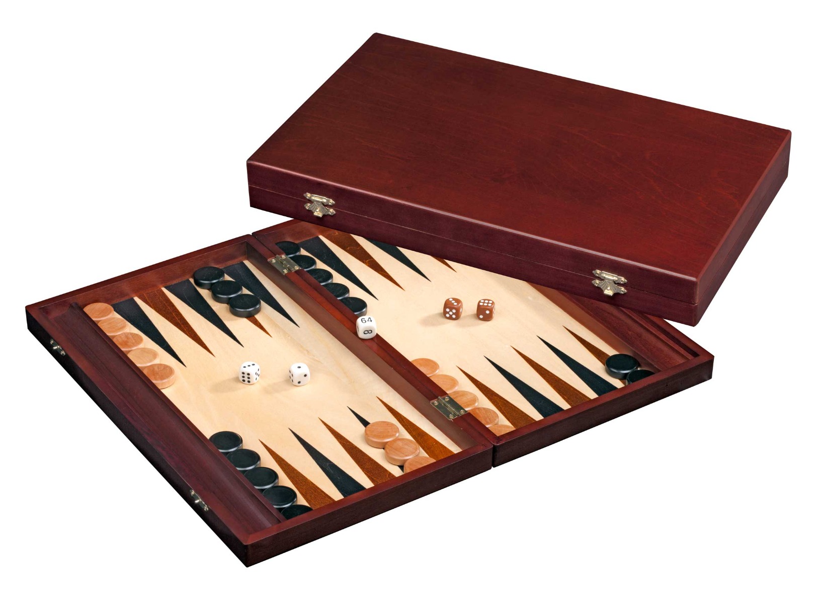 Backgammon case wood brown 41x24 x5 cm
