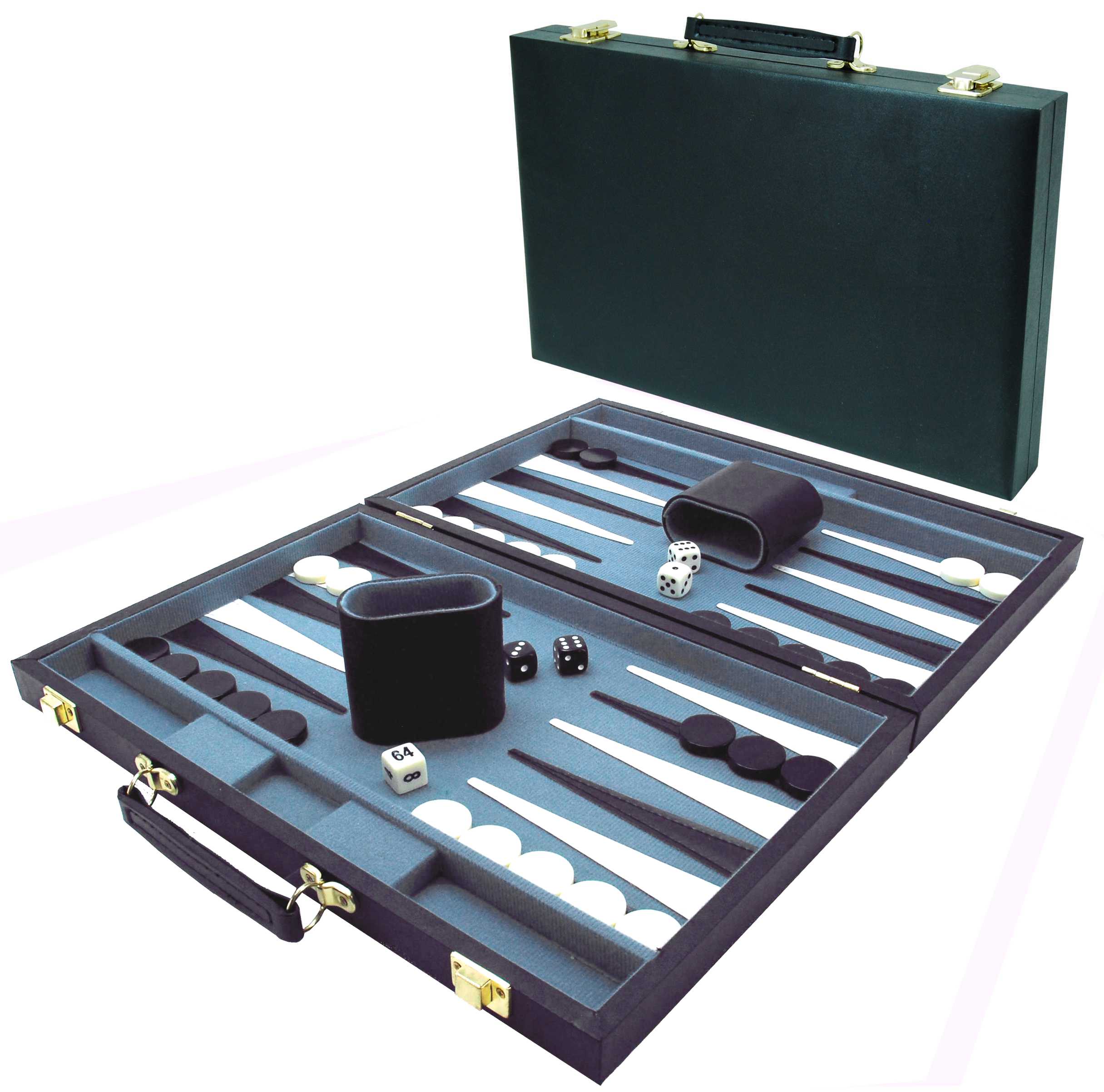 Backgammon Koffer 38cm Zwart