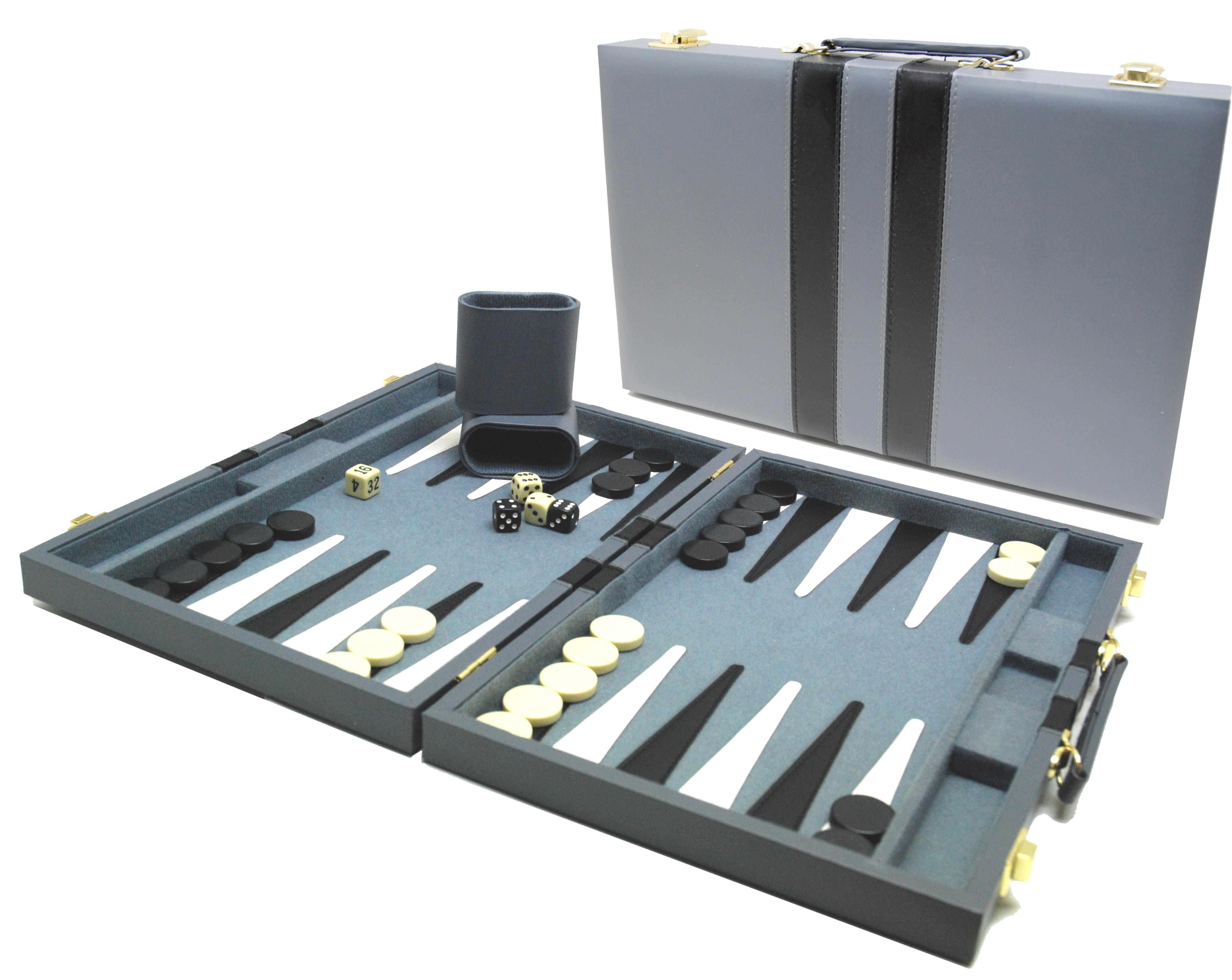 Backgammon Koffer 38cm Grijs 