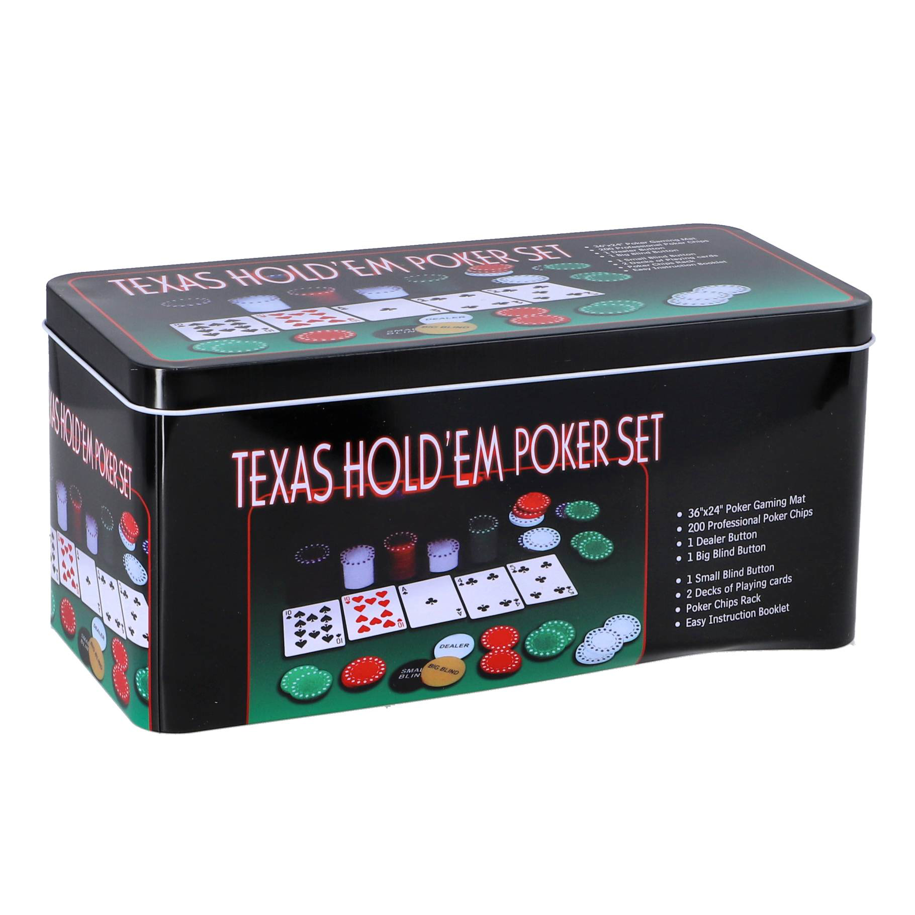 Texas Hold em Poker Set Fiches 200 stuks 4 Gram