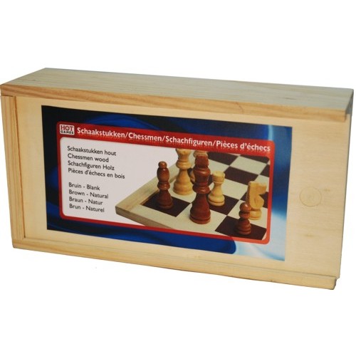 Schaakstukken Staunton 3 77mm Bruin Wit in houten kist