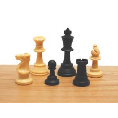 Schaakstukken Plastic 93mm Staunton Maat 6 Zwart Cremewit
