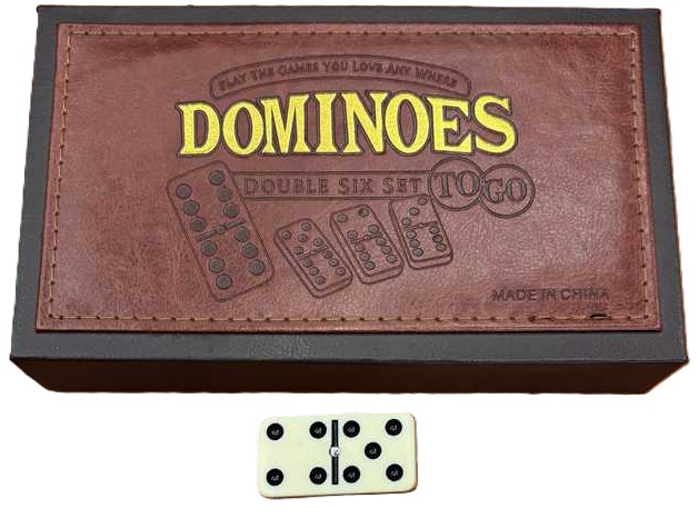 Domino Dubbel 6 Dik 12mm In Lederen Kist Met Spinner