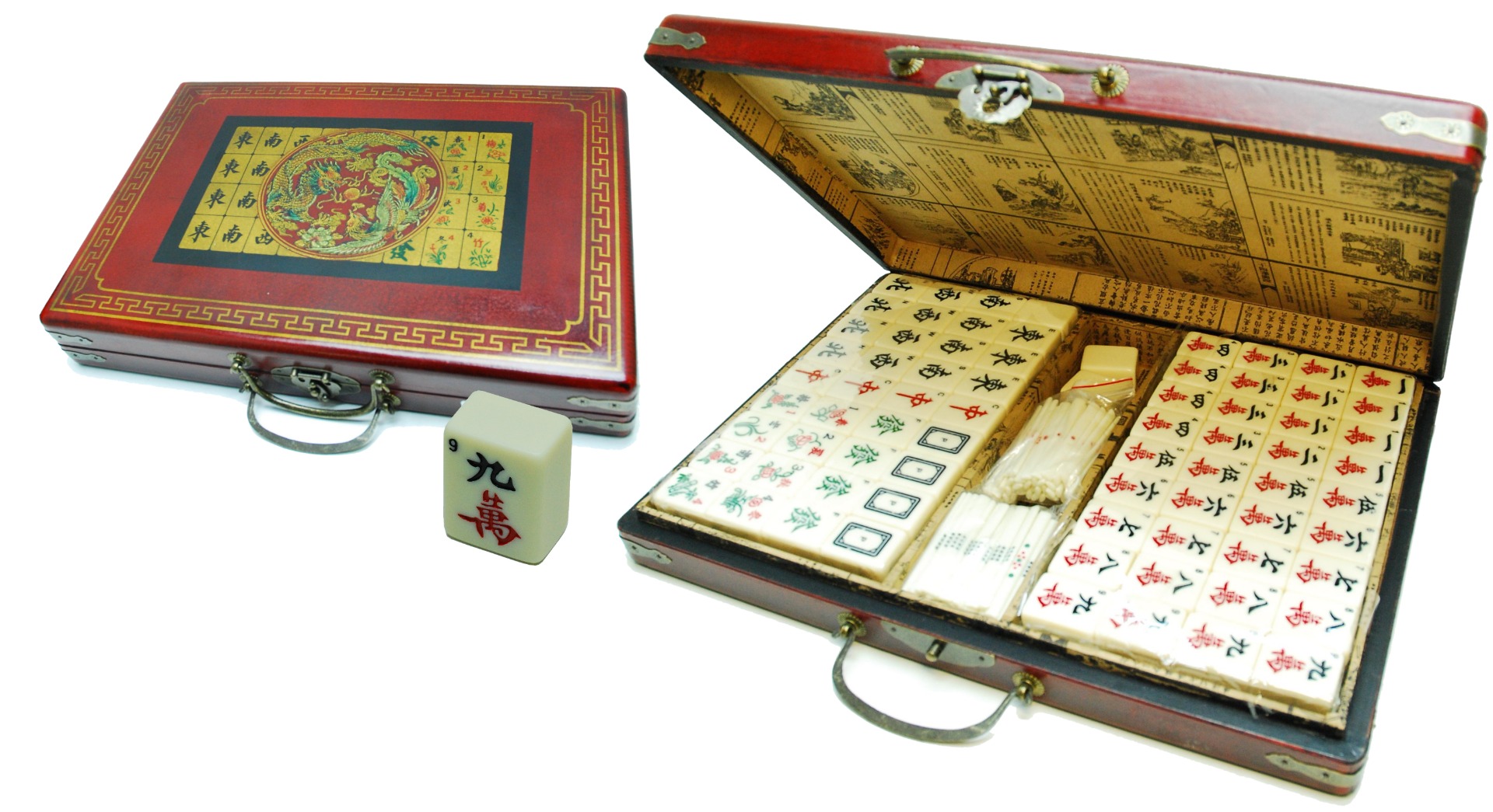 Mah-Jong Casewood Red, Cream XL Stones