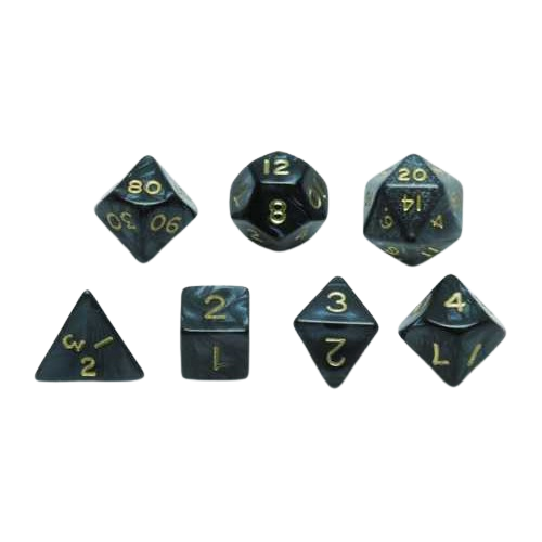 Dobbelsteen Set - 7 Stuks - Grijs Marmer/Parelmoer