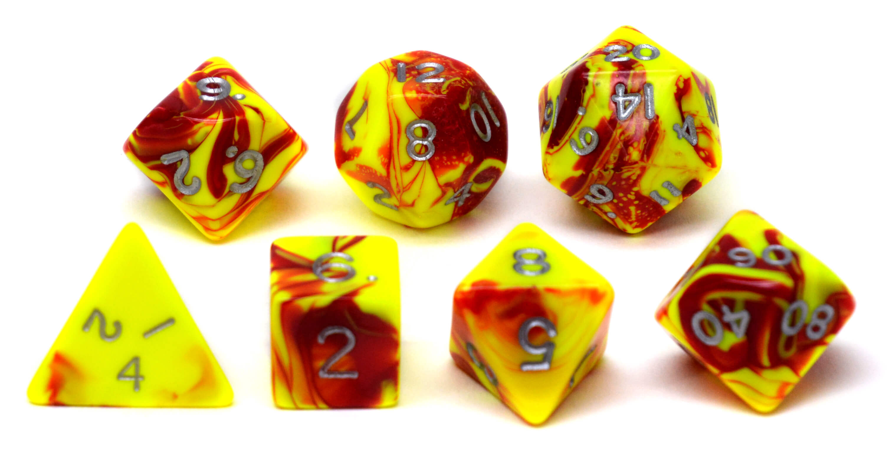Dobbelsteen Jumbo Set - 7 Stuks - Toxic Geel/Rood