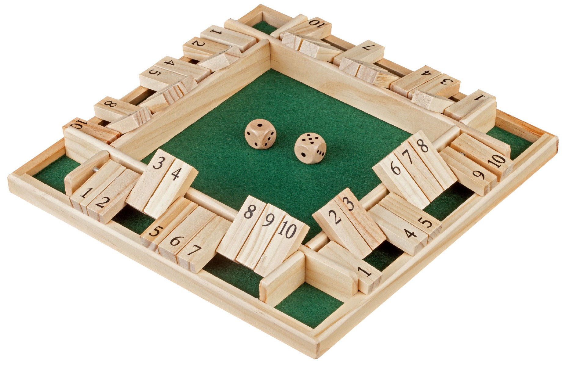 Spel Shut the Box 4 Spelers 10 Cijfers 29x29cm.