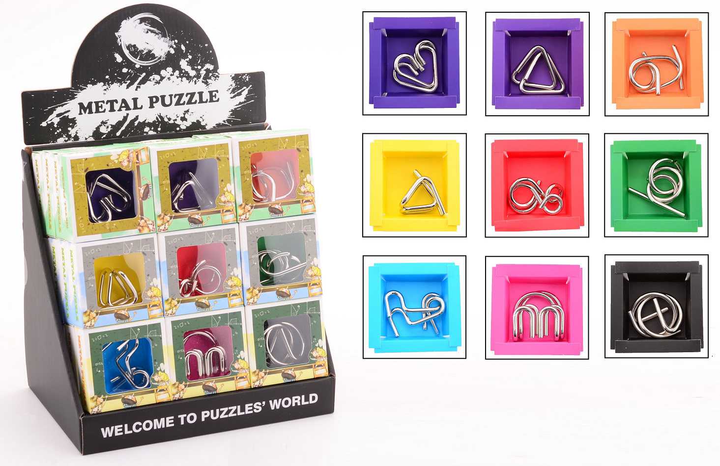 Metal Puzzels Assortiment – 9 Verschillende Metalen Breinbrekers ( Per stuk )