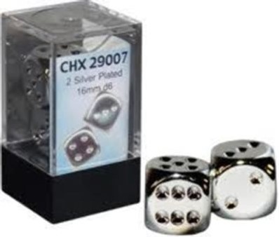 Dobbelstenen 16mm Metallic 2 stuks in doosje