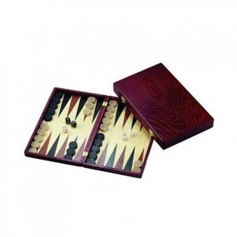 Backgammon Koffer Hout Mahoni 28cm Klein Reis 