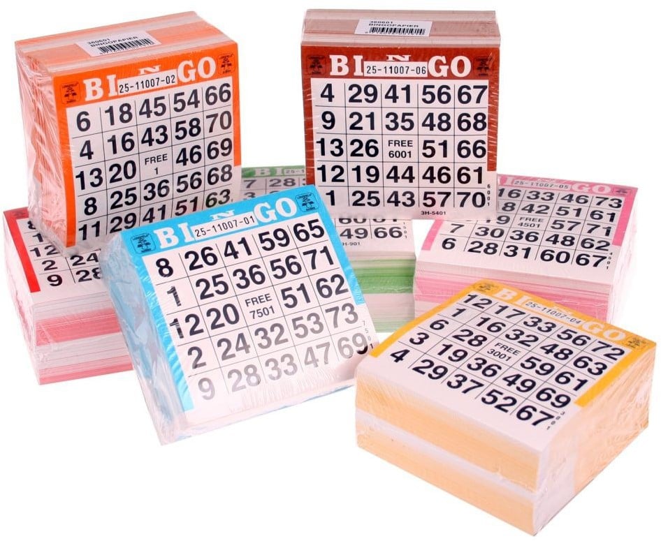 500 Bingokaarten - 100 Bingokaarten in 5 verschillende kleuren