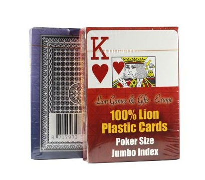 Lion Speelkaarten Poker 100% plastic | Jumbo Index Rood