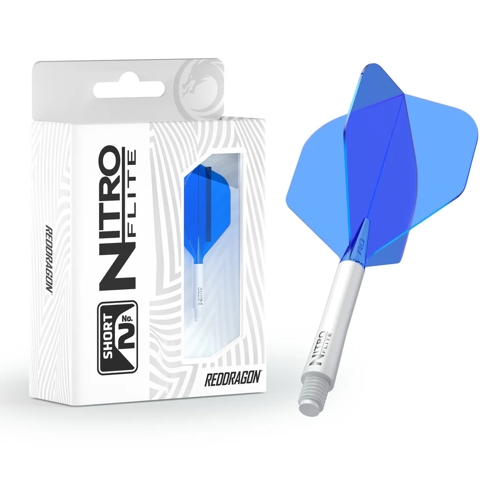 Red Dragon Darts - Nitro Flite - Integrated Flight And Shaft | Blue & White No2