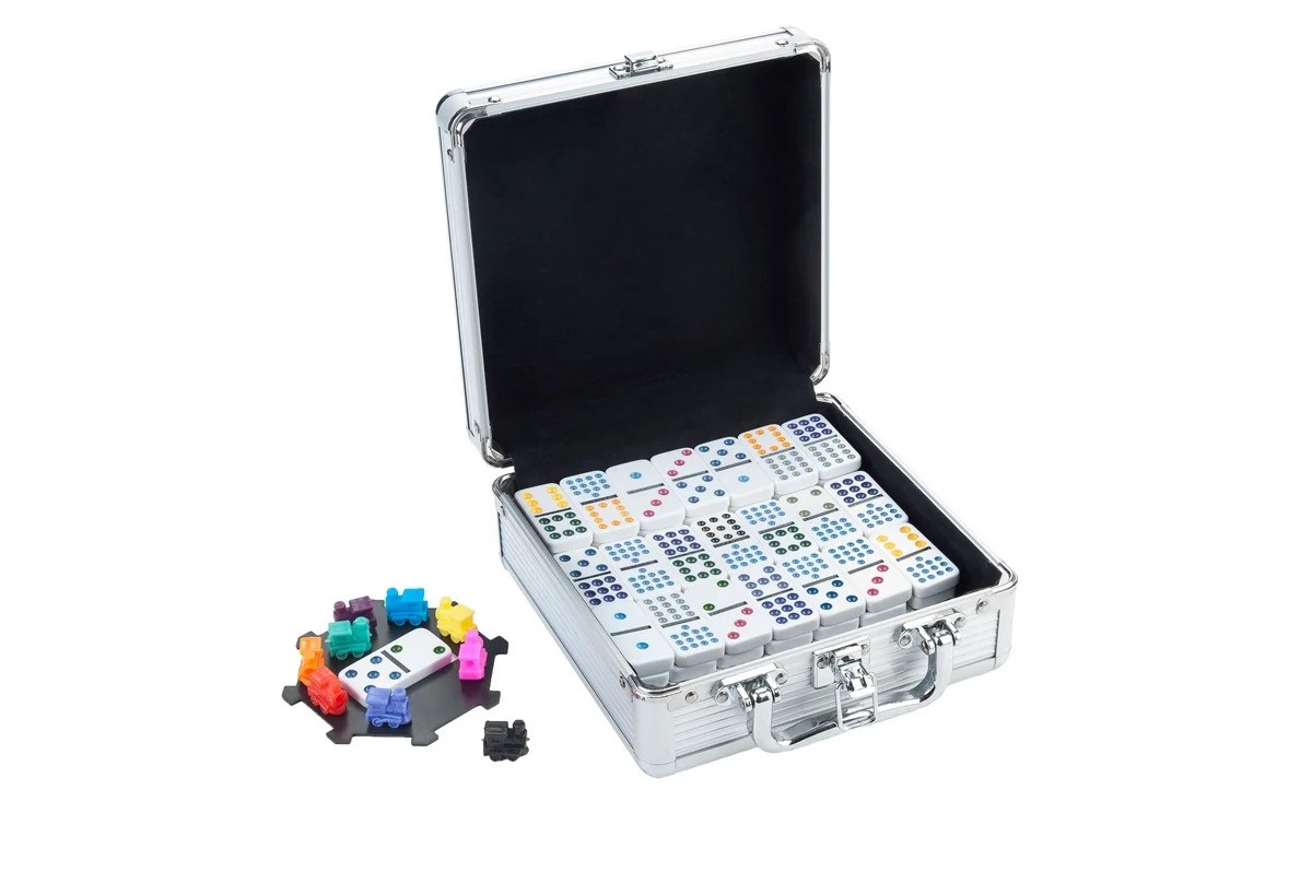Domino Double 12 Mexican Train In Aluminum Case