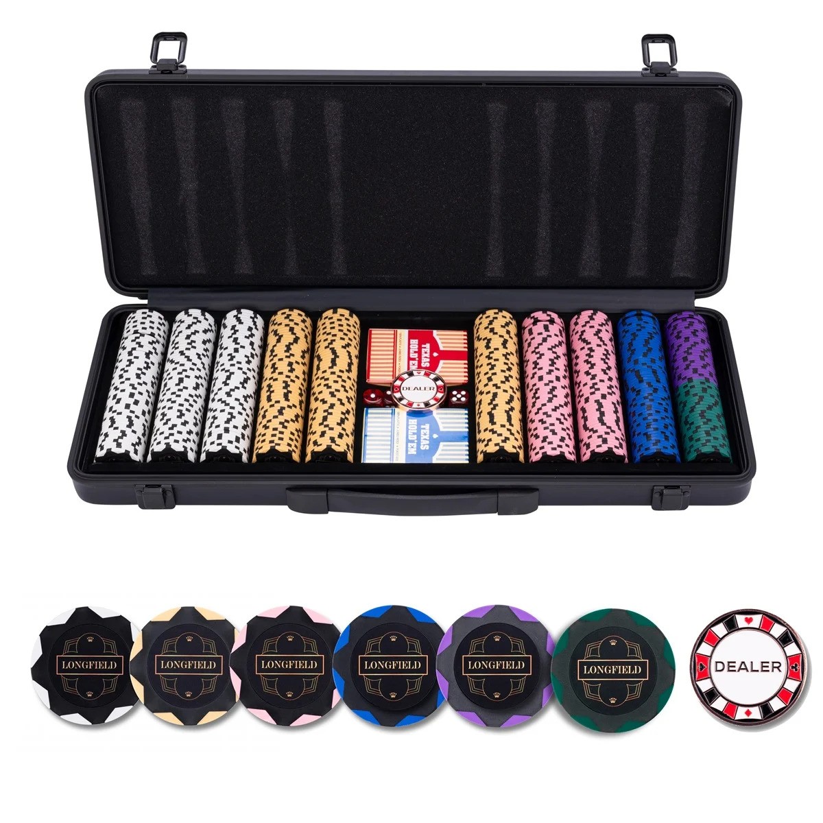 Poker Set In Zwarte Koffer 500 Chips ( 14Gr ) GEEN WAARDE