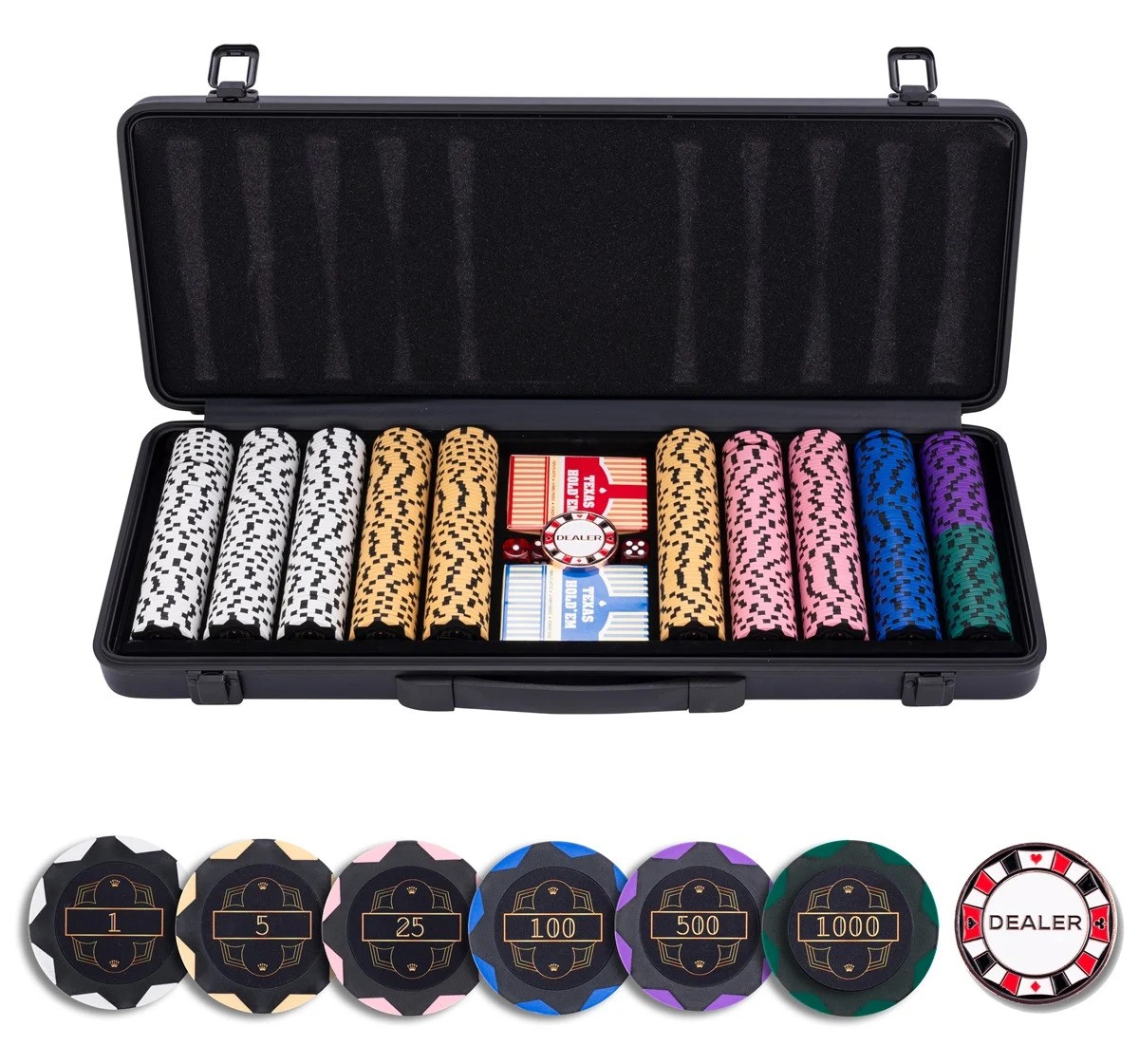 Poker Set In Zwarte Koffer 500 Chips ( 14Gr ) WAARDE
