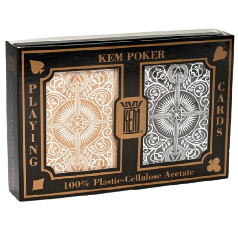 Speelkaarten KEM 100%Plastic Pokerkaarten 2-pack Zwart Goud