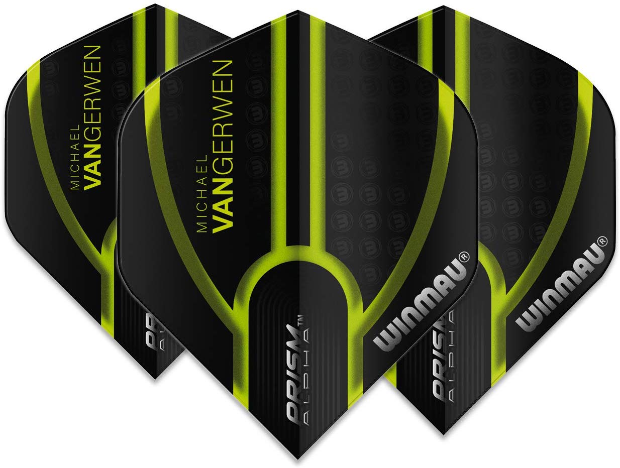 Winmau MvGerwen Dart flight Prism Alpha Zwart  - 100 micron