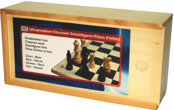 Schaakstukken Staunton 3 77mm Zwart Wit in houten kist