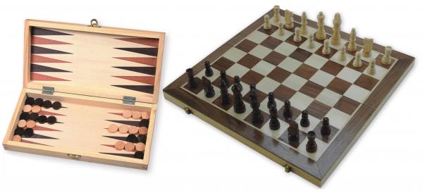 Houten Schaak Backgammon Klap Cassette 29 CM