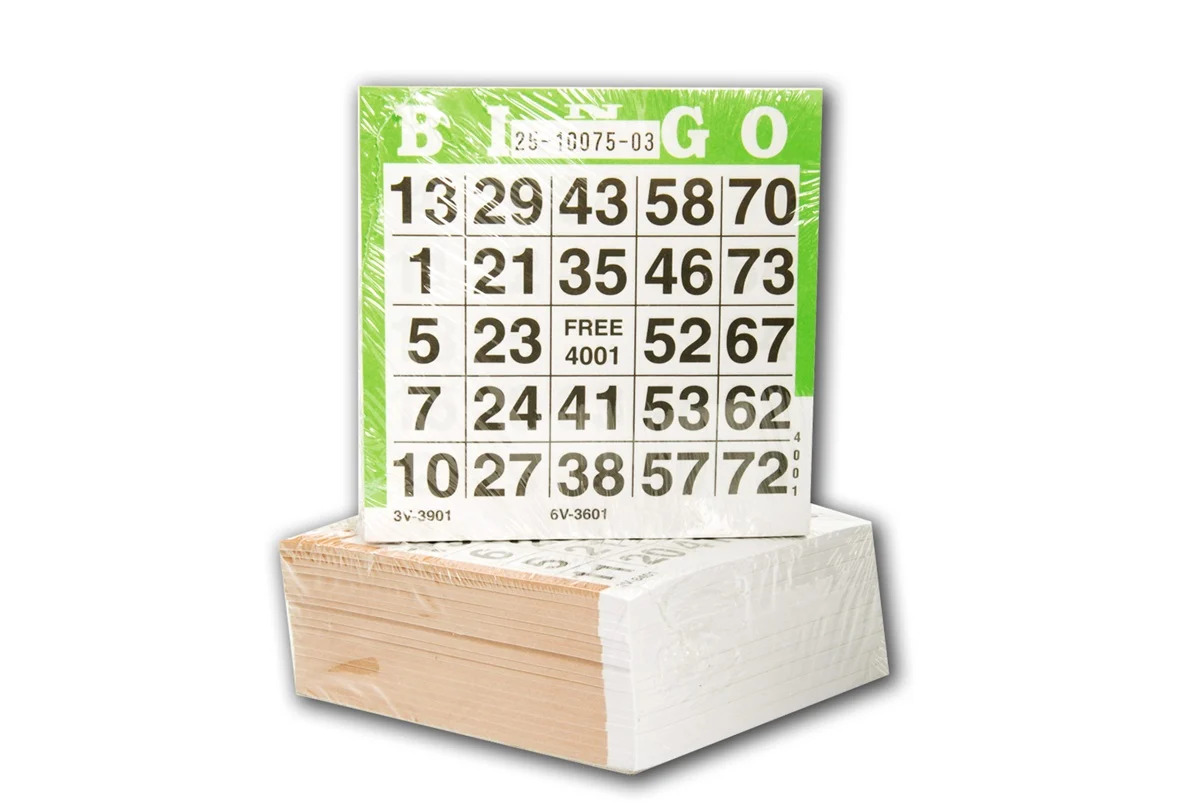 125 Bingokaarten - nummers 1 t/m 75 - Groen
